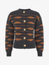 Gilet en maille motif zigzag - Noir/marron - 1