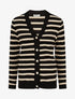 Cardigan boutonné à rayures - Noir - 1