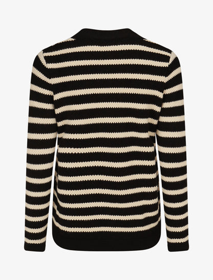 Cardigan boutonné à rayures - Noir - 2