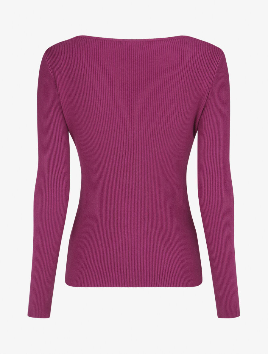 Pull col V à détail stylisé - Violine - 2