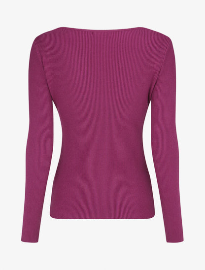 Pull col V à détail stylisé - Violine - 2