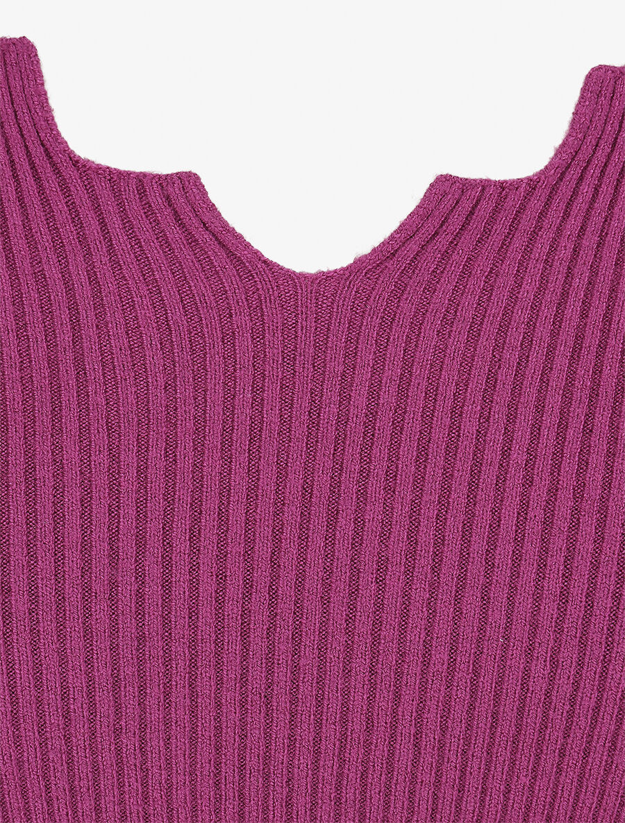 Pull col V à détail stylisé - Violine - 3