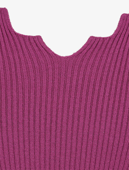 Pull col V à détail stylisé - Violine - 3