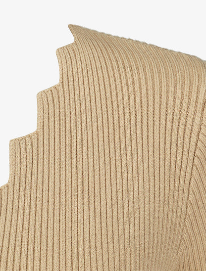 Pull col V à détail stylisé - Beige - 3