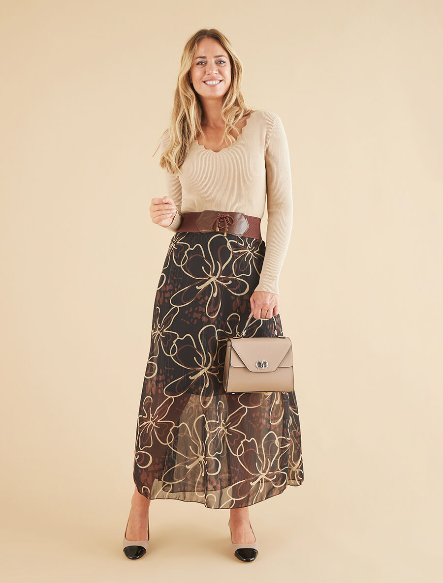 Pull col V à détail stylisé - Beige - 4