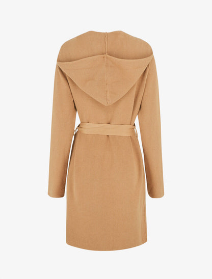 Gilet long côtelé à capuche - Camel - 2