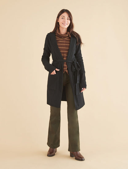 Gilet long côtelé à capuche - Noir - 4