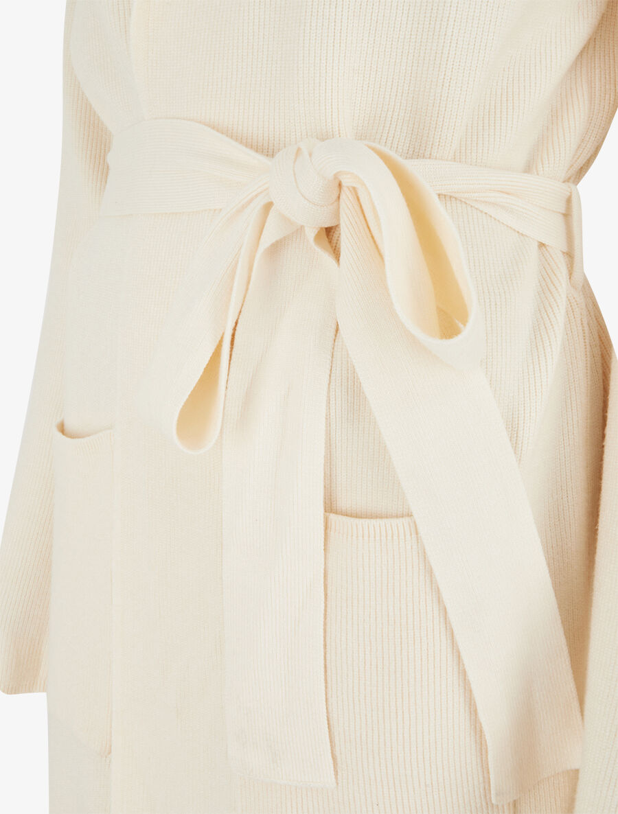 Gilet long côtelé à capuche - Crème - 3