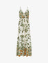 Robe longue à fines bretelles imprimé feuillage - Kaki - 4
