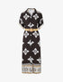 Robe chemise longue manches courtes imprimé floral - Noir - 1