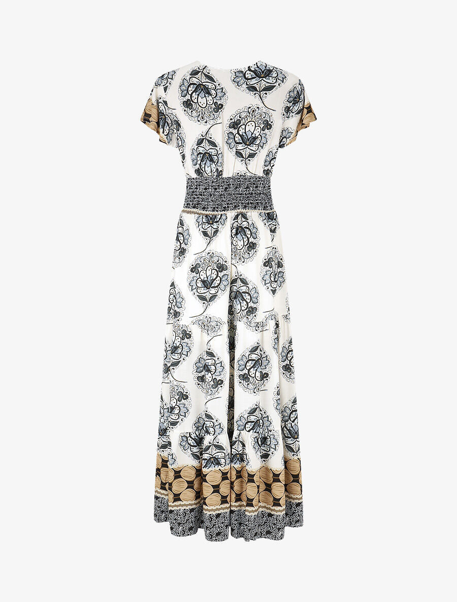 Robe longue à manches volantées imprimé fleuri - Noir - 2