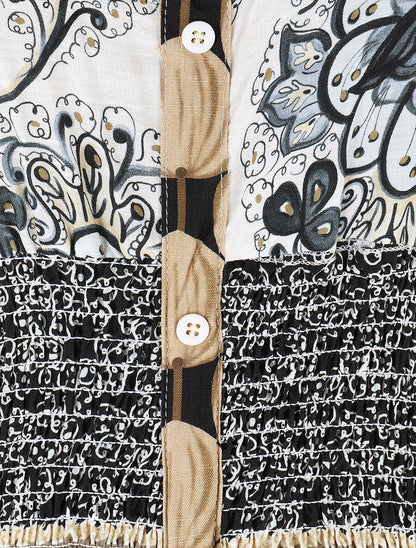 Robe longue à manches volantées imprimé fleuri - Noir - 3