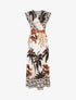 Robe longue à imprimé tropical et mosaïque - Marron - 1