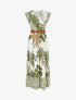 Robe longue à imprimé tropical et mosaïque - Kaki - 1