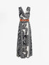 Robe longue sans manches feuilles graphiques - Marine - 4