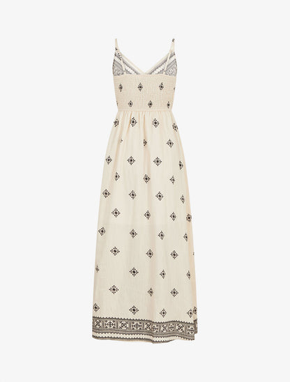 Robe longue à fines bretelles à imprimé fantaisie - Beige - 2