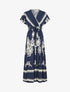 Robe longue manches courtes imprimé fantaisie - Marine - 1
