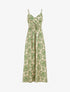 Robe longue à fines bretelles imprimé floral arabesque - Vert - 1