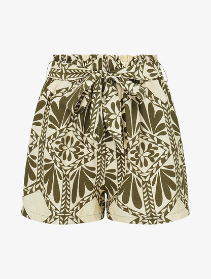 Short paper bag imprimé ikat - Kaki - 1