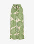Pantalon imprimé feuillage à taille haute élastiquée - Vert - 4