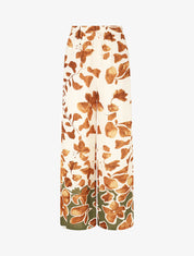 Pantalon droit taille haute imprimé floral - Marron - 1