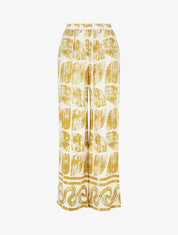 Pantalon droit taille haute imprimé fantaisie - Jaune - 1