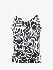 Caraco imprimé abstrait à fines bretelles - Noir - 1