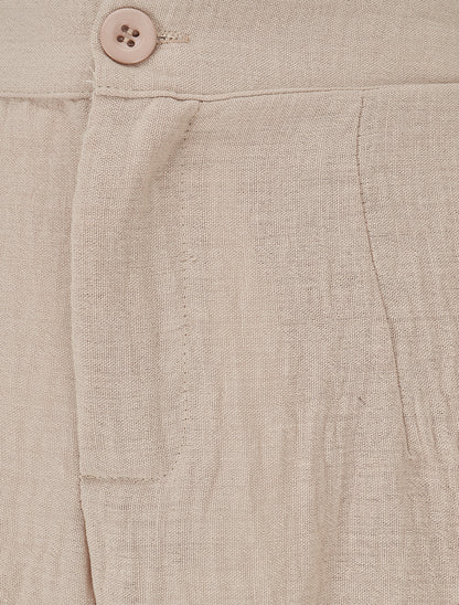 Pantalon fluide effet froissé - Beige - 3