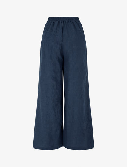 Pantalon fluide effet froissé - Marine - 2
