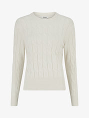 Pull droit en maille tressée - Écru - 1