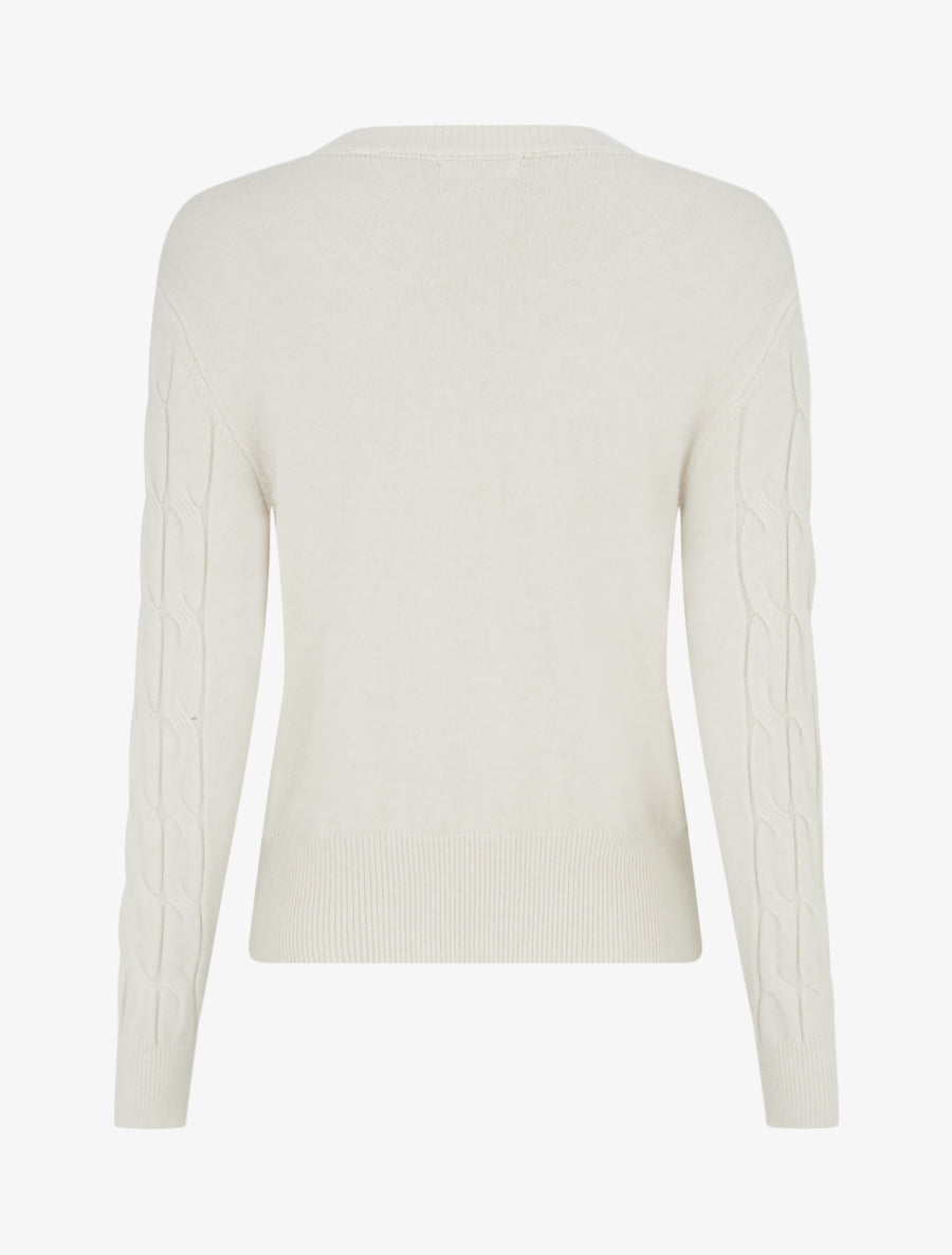 Pull droit en maille tressée - Écru - 2