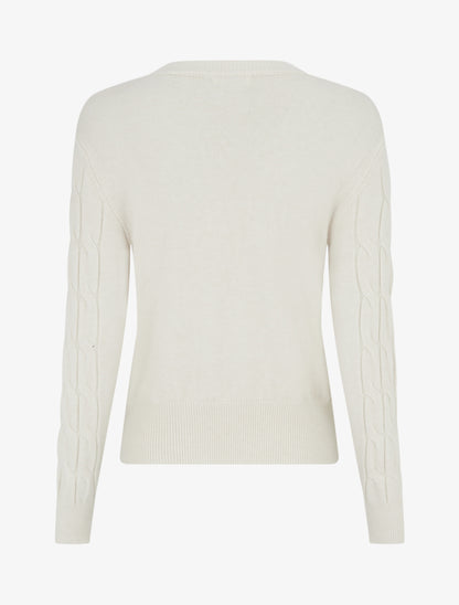 Pull droit en maille tressée - Écru - 2