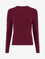 Pull droit en maille tressée - Lie de vin - 1