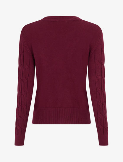 Pull droit en maille tressée - Lie de vin - 2