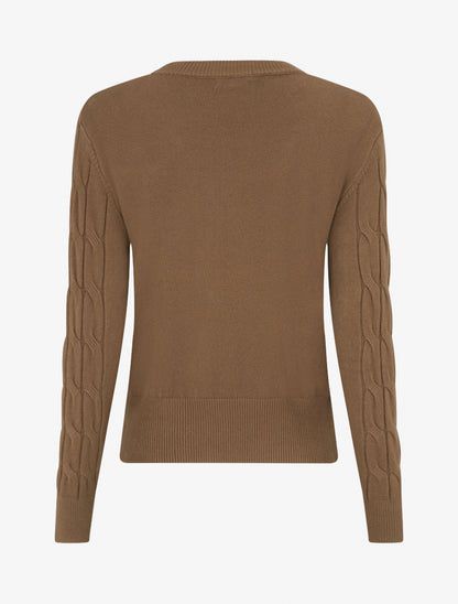 Pull droit en maille tressée - Taupe - 2