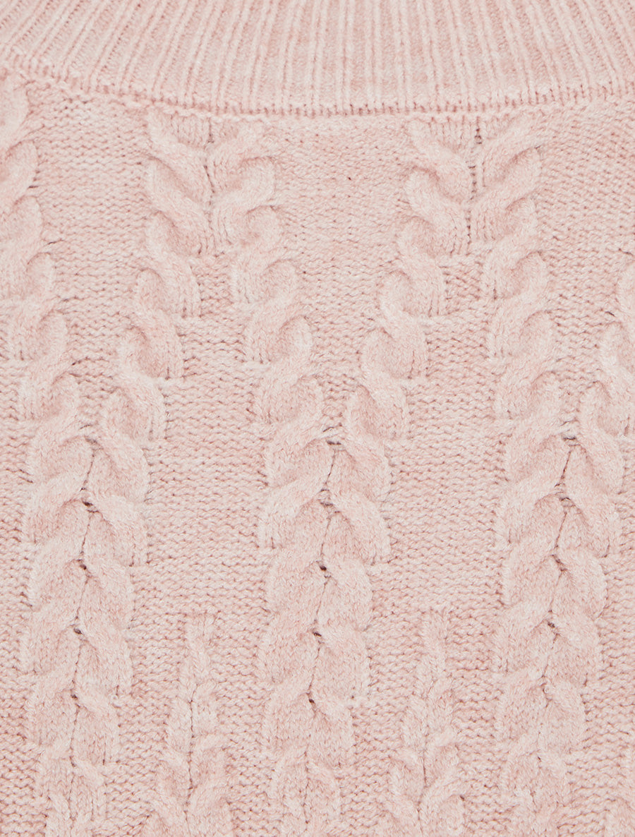 Pull en maille tressée coupe droite - Rose - 3