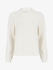 Pull droit à col rond en maille fantaisie - Écru - 1