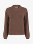 Pull droit à col rond en maille fantaisie - Marron - 1
