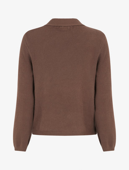 Pull droit à col rond en maille fantaisie - Marron - 2