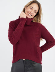 Pull droit à col roulé - Lie de vin