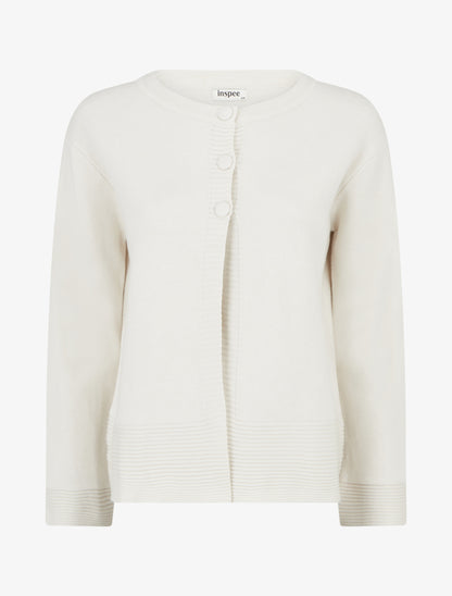 Gilet uni à col boutonné - Beige - 1