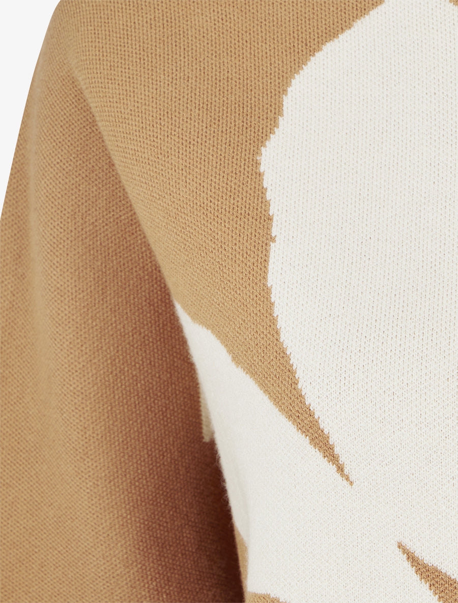 Pull à imprimé floral - Camel - 3