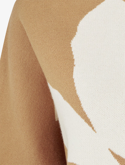Pull à imprimé floral - Camel - 3