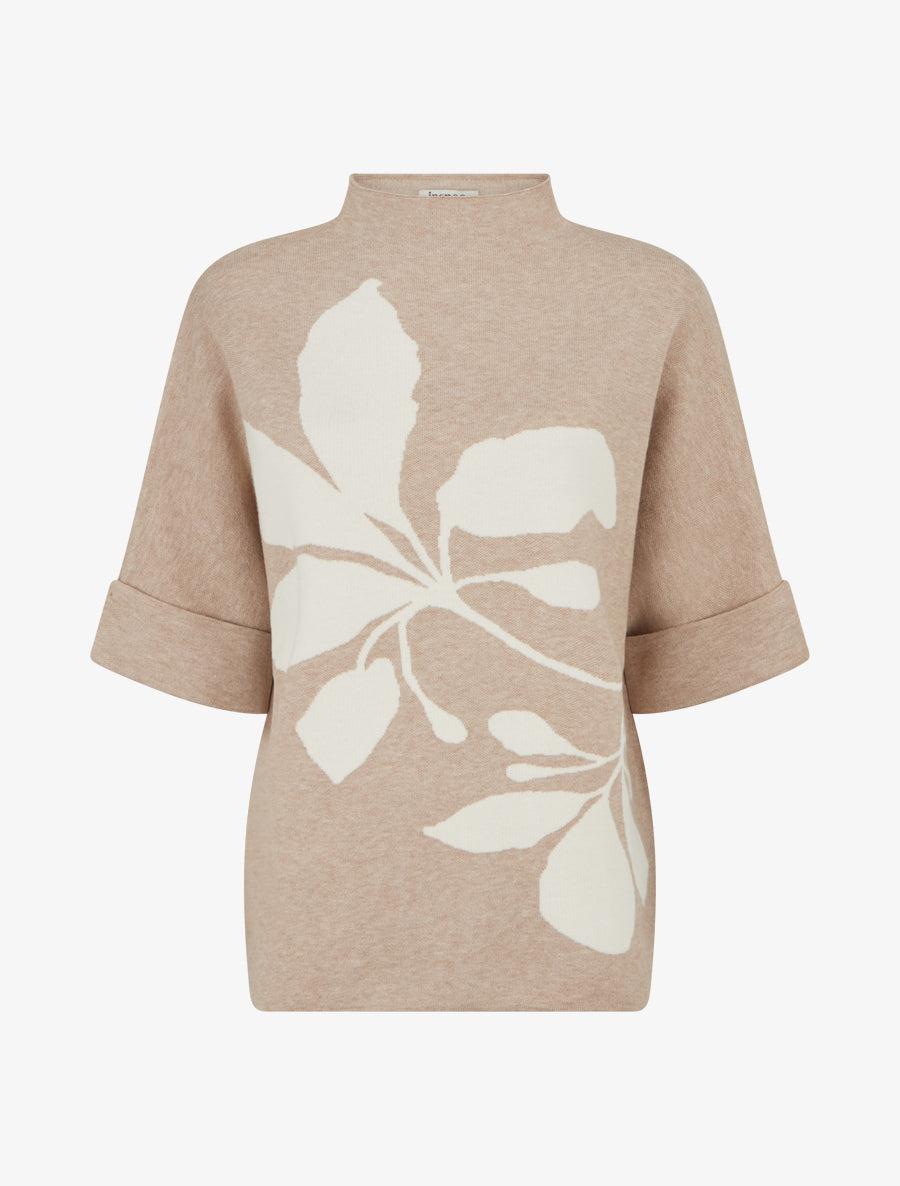 Pull à imprimé floral - Taupe - 1