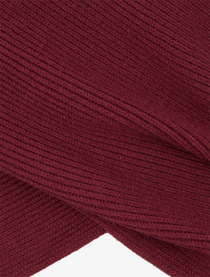 Pull uni côtelé à col cache-coeur - Bordeaux - 3