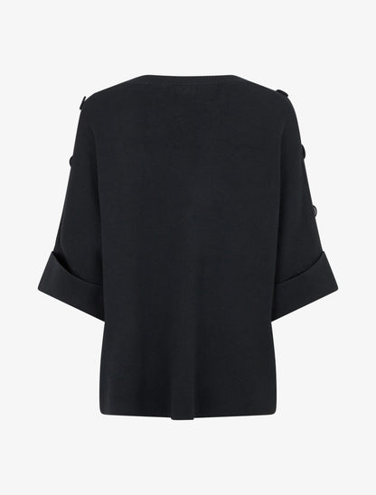 Pull uni à boutons décoratifs - Noir - 2