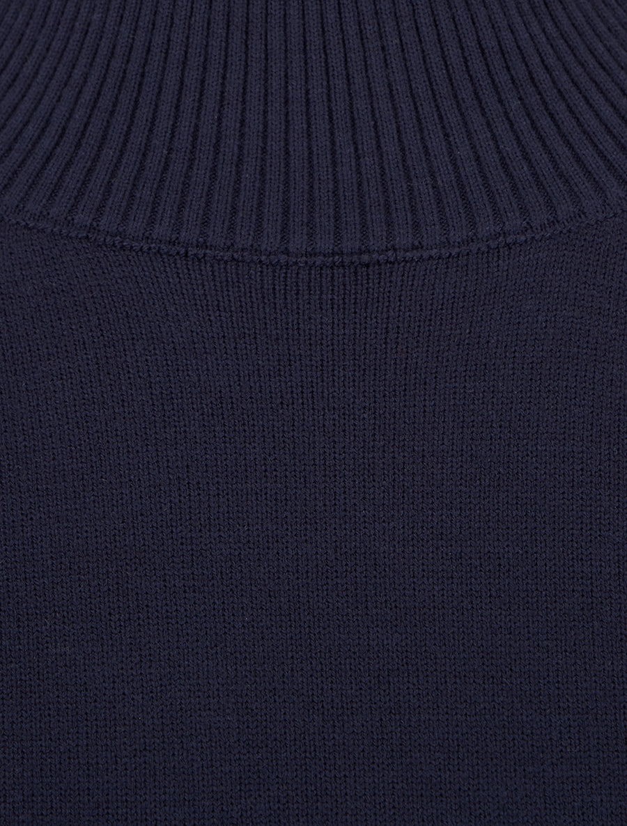 Pull uni à empiècement bijoux - Marine - 3