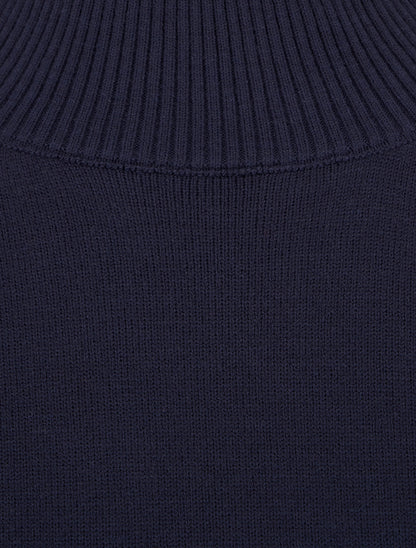 Pull uni à empiècement bijoux - Marine - 3