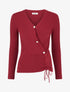 Pull à col V et boutons décoratifs strassés - Bordeaux - 1