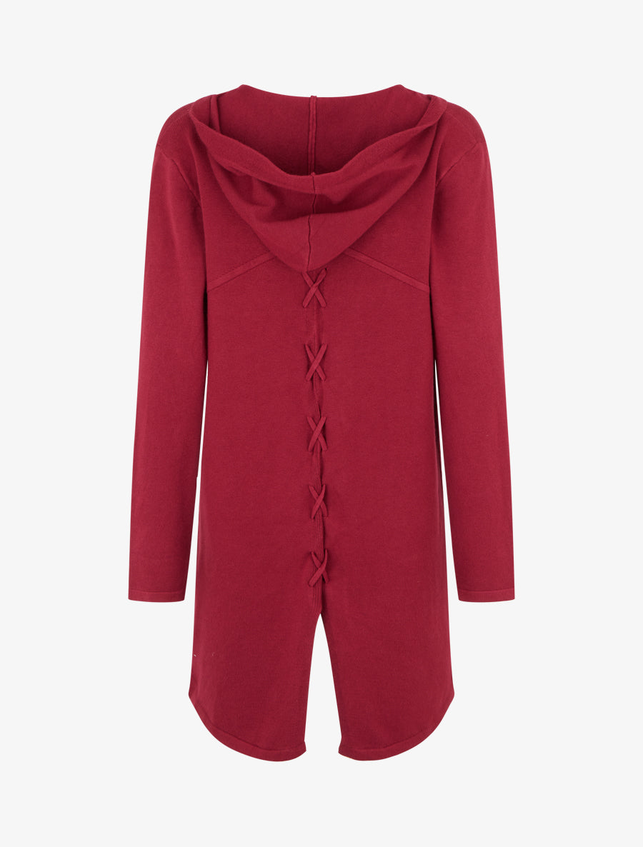 Gilet long uni à cordons de serrage au dos - Bordeaux - 2